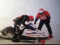 Kris and Bill Wilkes from Alaska, changing off to run differant classes..jpg