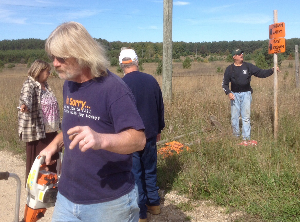 Each fall club members get together to ride/walk our trails to insure they are marked as required by the DNR.  Once the effort is complete to our satisfaction the DNR drives the trails with one of our team leaders to evaluate their readiness.